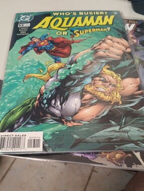 DC Aquaman Comic Cover - Green, Yellow, Blue In A Sleeve